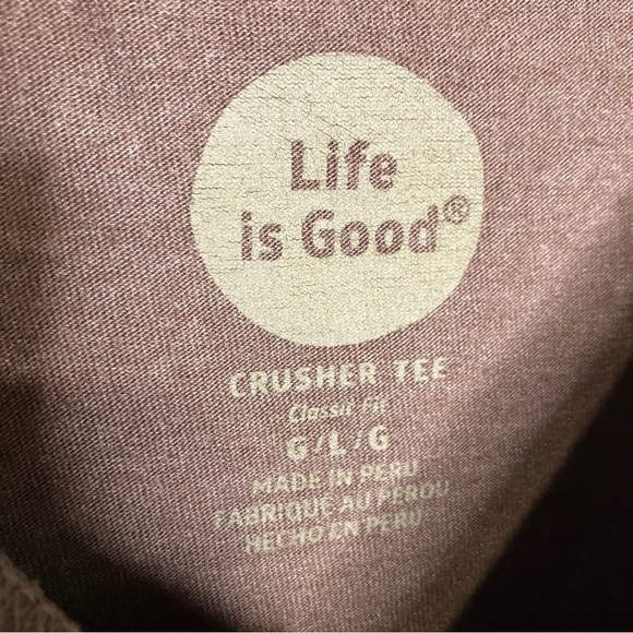 Life is good crusher tee long sleeve classic fit dog unisex size large brown - Picture 3 of 7